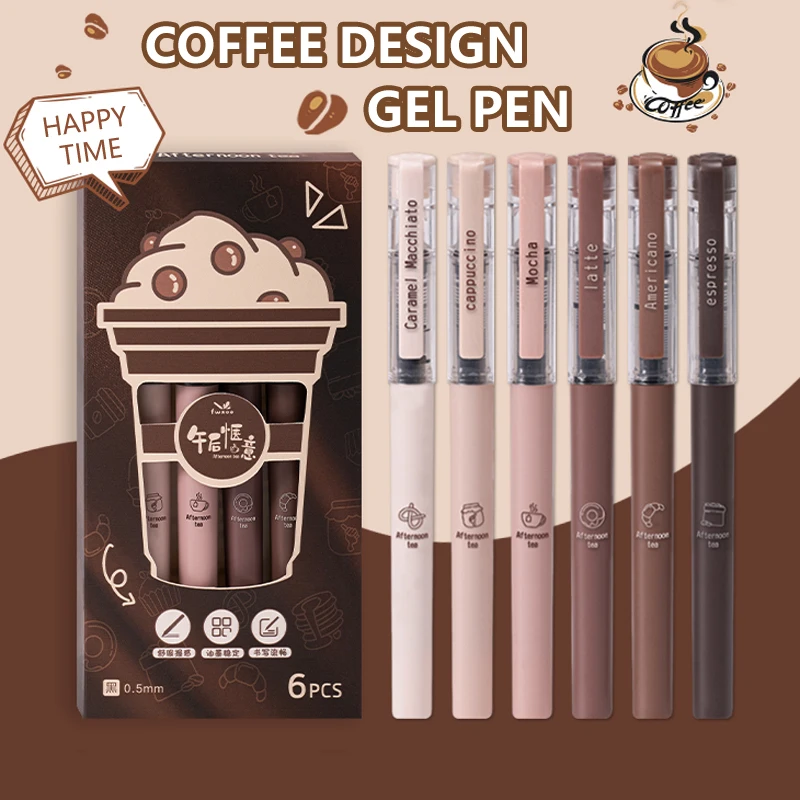 Gel Ink Pen Set - 6 pezzi/set serie tè pomeridiano penne